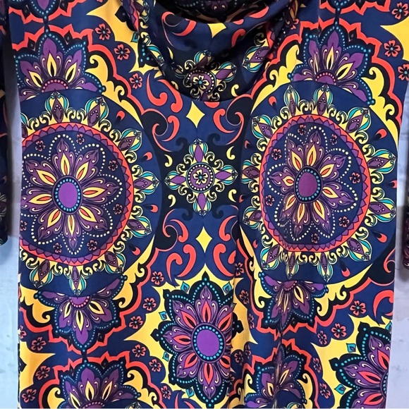 TIANA B. Slinky Liquid Knit Midi Dress Women S Paisley BOHO Drop Cowl Neck Retro - Picture 3 of 14